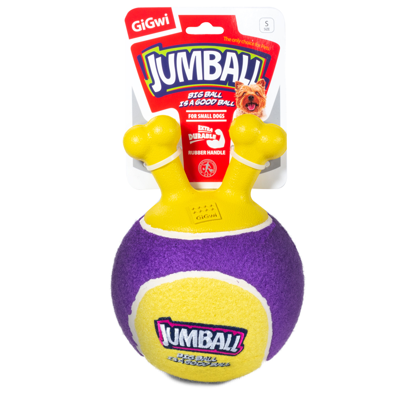 ПР0058976 Игрушка для собак Jumball Мяч теннисный c ручками желтый 18см GIGWI  - Вид №1