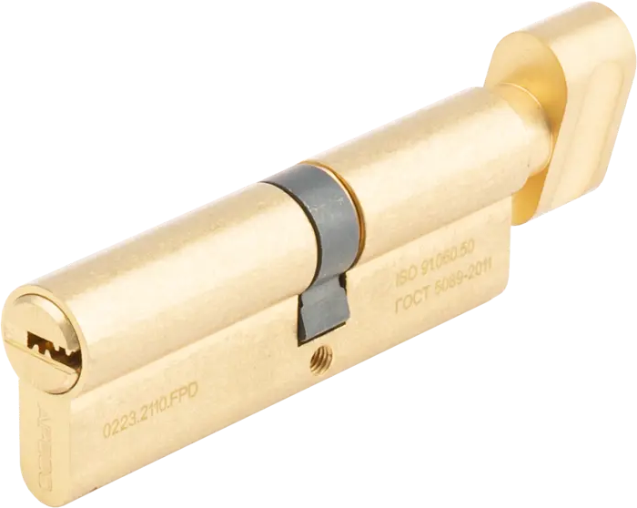 Цилиндр дверной APECS Pro с механизмом ключ-вертушка 50×40 мм золото 85559796
