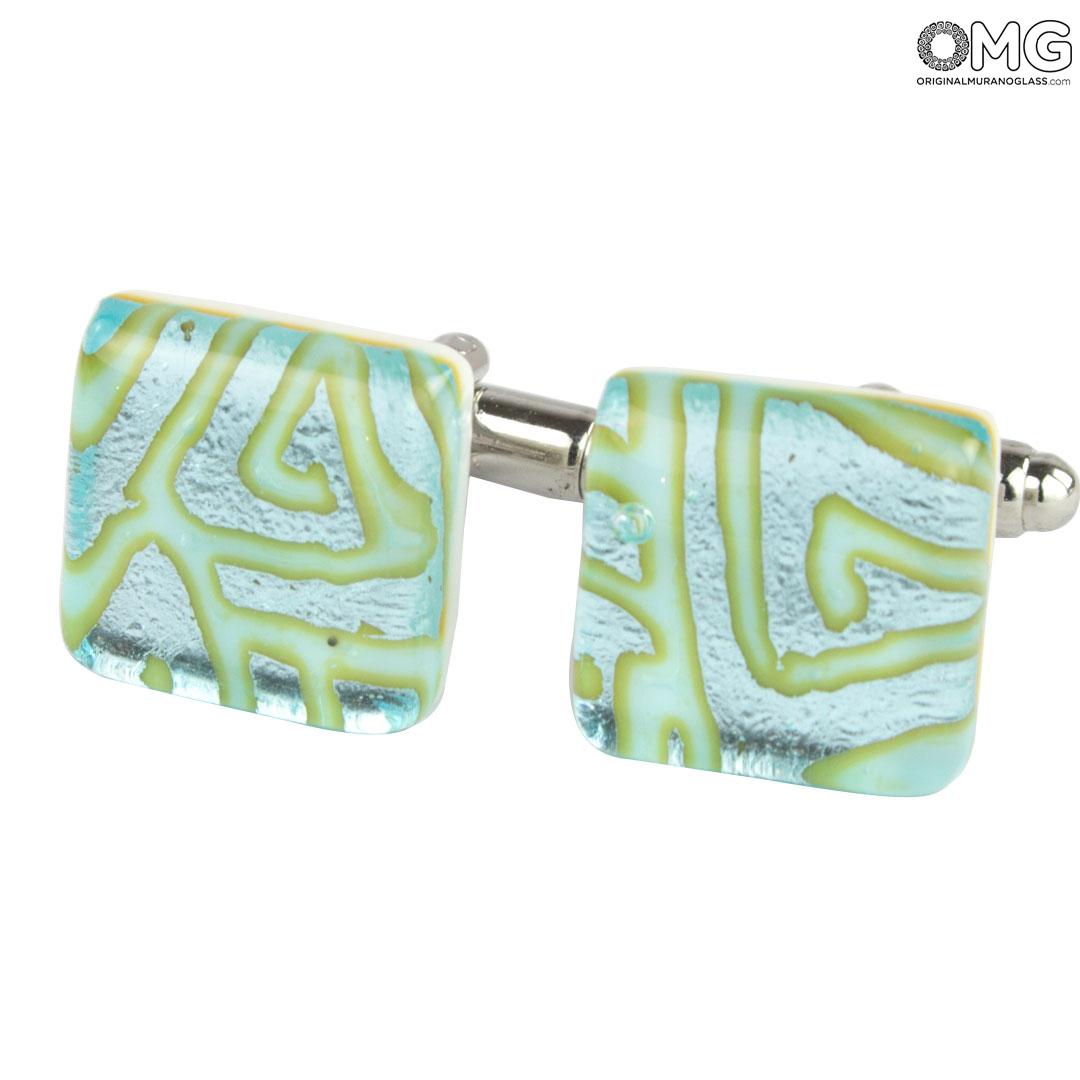 3994 ORIGINALMURANOGLASS Запонки светло-голубые - муранское стекло OMG 1 см  - Вид №1