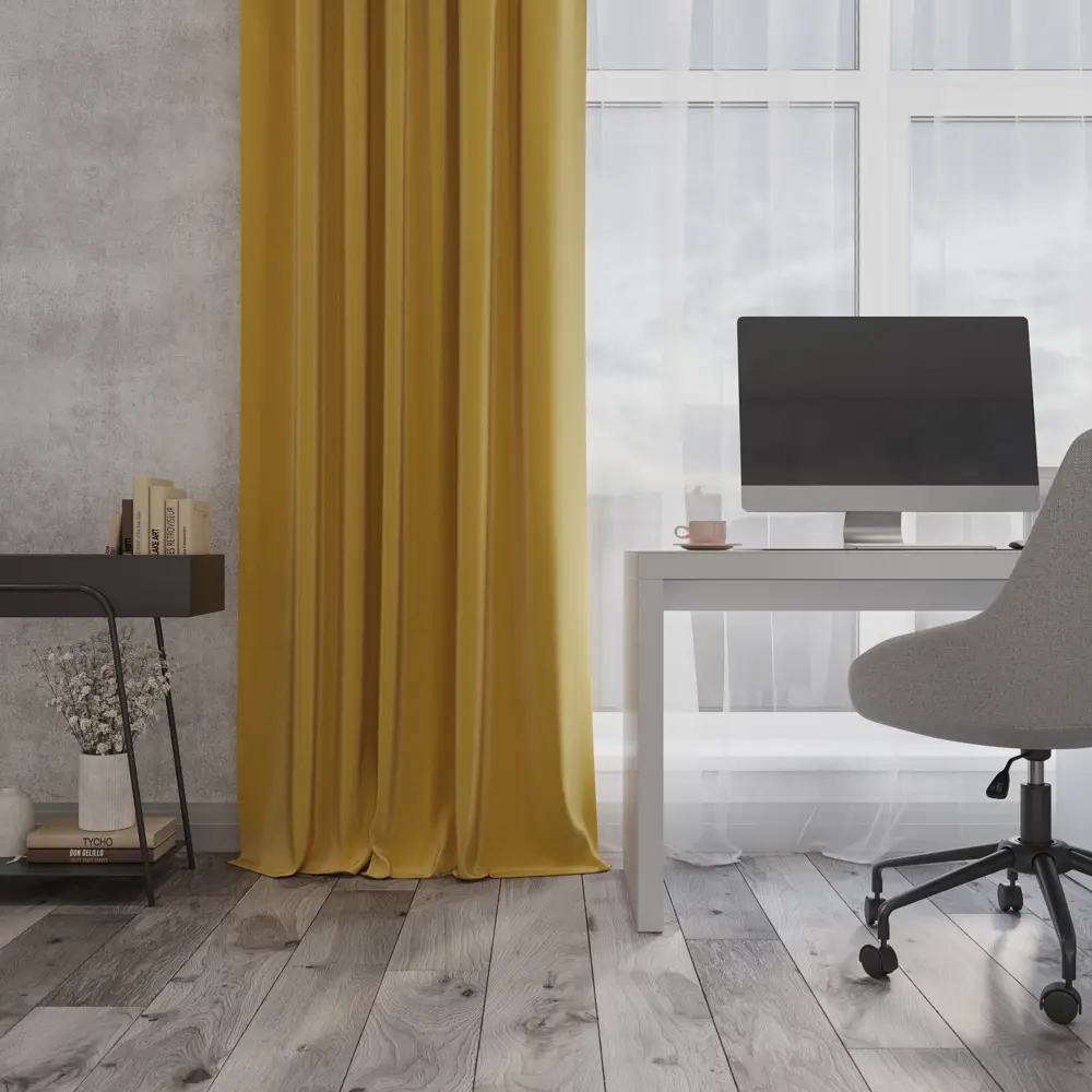 Штора на ленте блэкаут Ален 140x270 см цвет желтый ТОРГОВЫЙ ДОМ ТЕКСТИЛЬ STLM-2114290