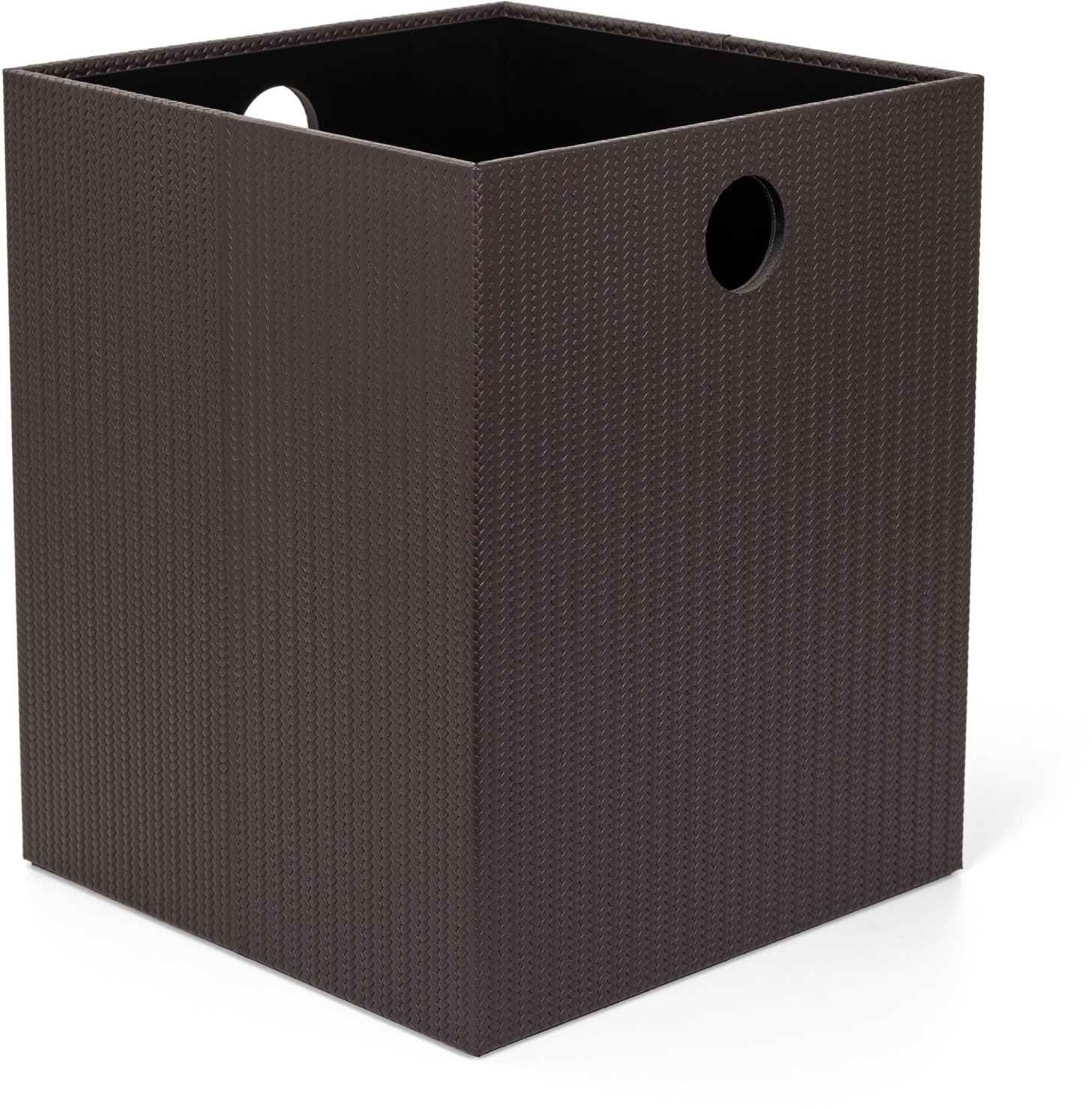 Большая квадратная корзина для бумаг - 25X25XH30,5 см / тканая кожа_темно-серый