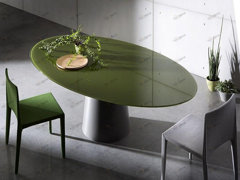 Sovet italia Овальный стол из нержавеющей стали и хрусталя Totem sun-id-1357192