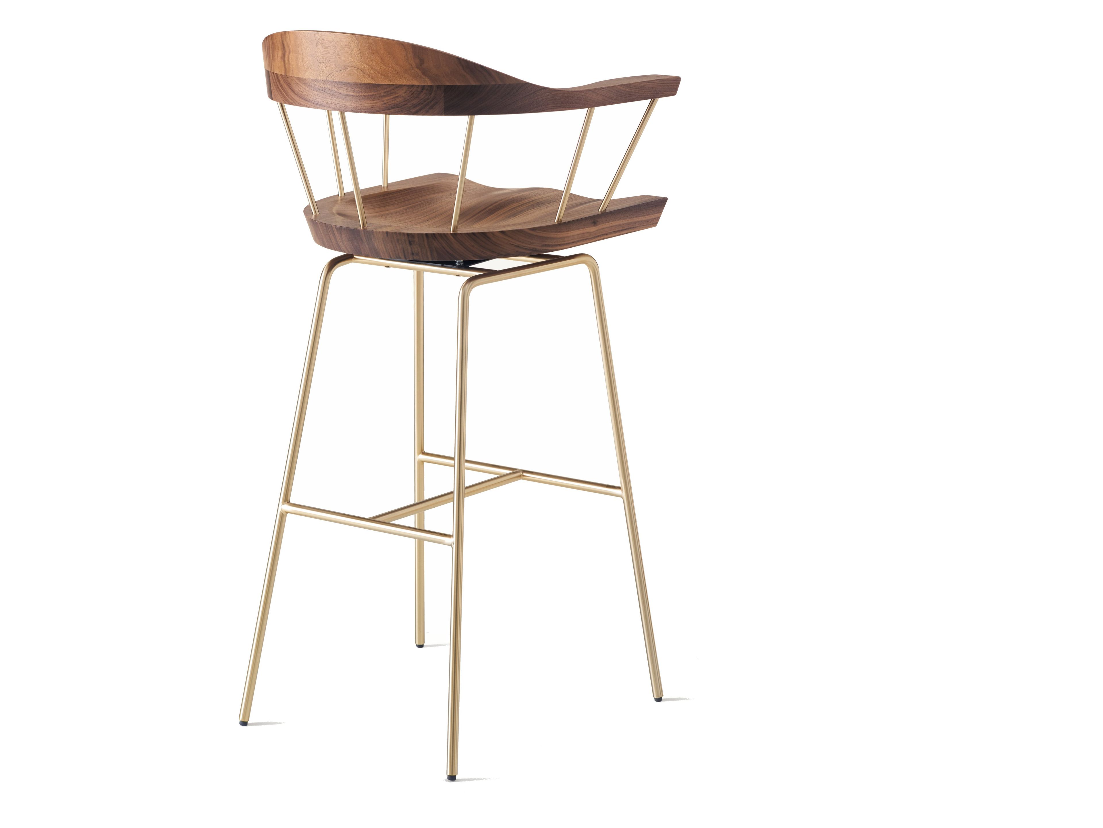 Высокий барный стул из стали и дерева с подлокотниками BassamFellows Spindle ARCH-00104076 - Вид №14