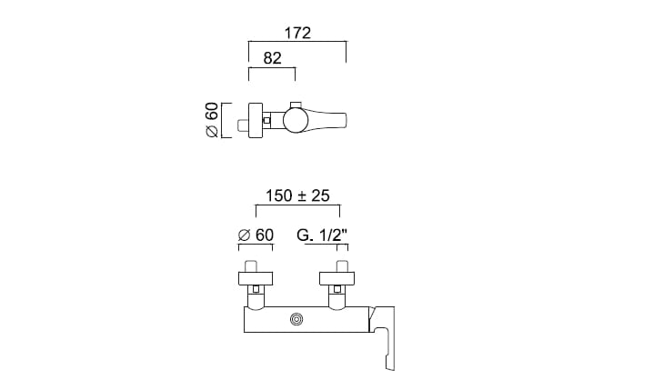 Однорычажный открытый смеситель для душа Rubinetteria Giulini Ego ARCH-00008611 - Вид №1