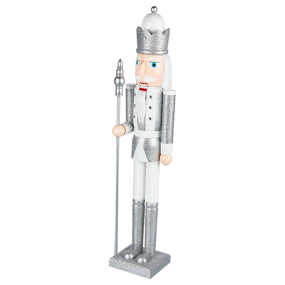 89369005 Декоративная фигура Щелкунчик деревянный 80x20 см серебристый STLM-1373668 Santreyd Christmas - Вид №1