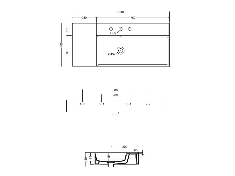 Прямоугольная керамическая подвесная раковина с ящиками COLAVENE Квадратная ARCH-00133382 - Вид №2