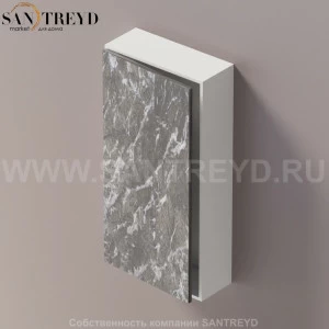 LIFT Модульный шкаф 80 см с левой дверью на доводчиках. Модули могут располагаться горизонтально и вертикально. Отделка: белая краска и серый мрамор. AMOB052GCLZSX