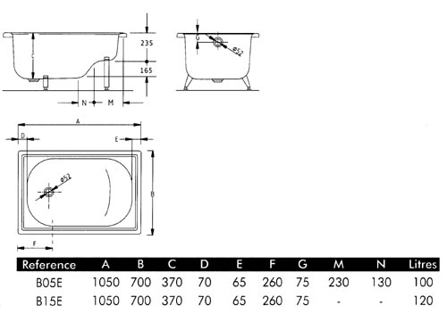 Ванна стальная BLB сидячая Europa mini 105 Europa 1185 - Вид №1