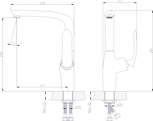 Смеситель для кухни Rush Island IS6535-22 высокий хром 11523127 - Вид №1