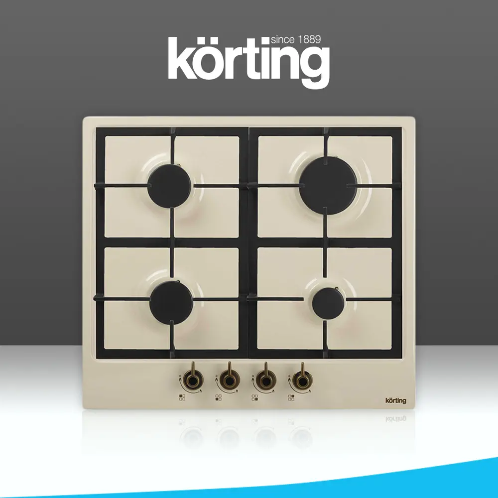 90157419 Газовая варочная панель Korting HG 660 CRB 58 см 4 конфорки цвет слоновая кость STLM-0888063