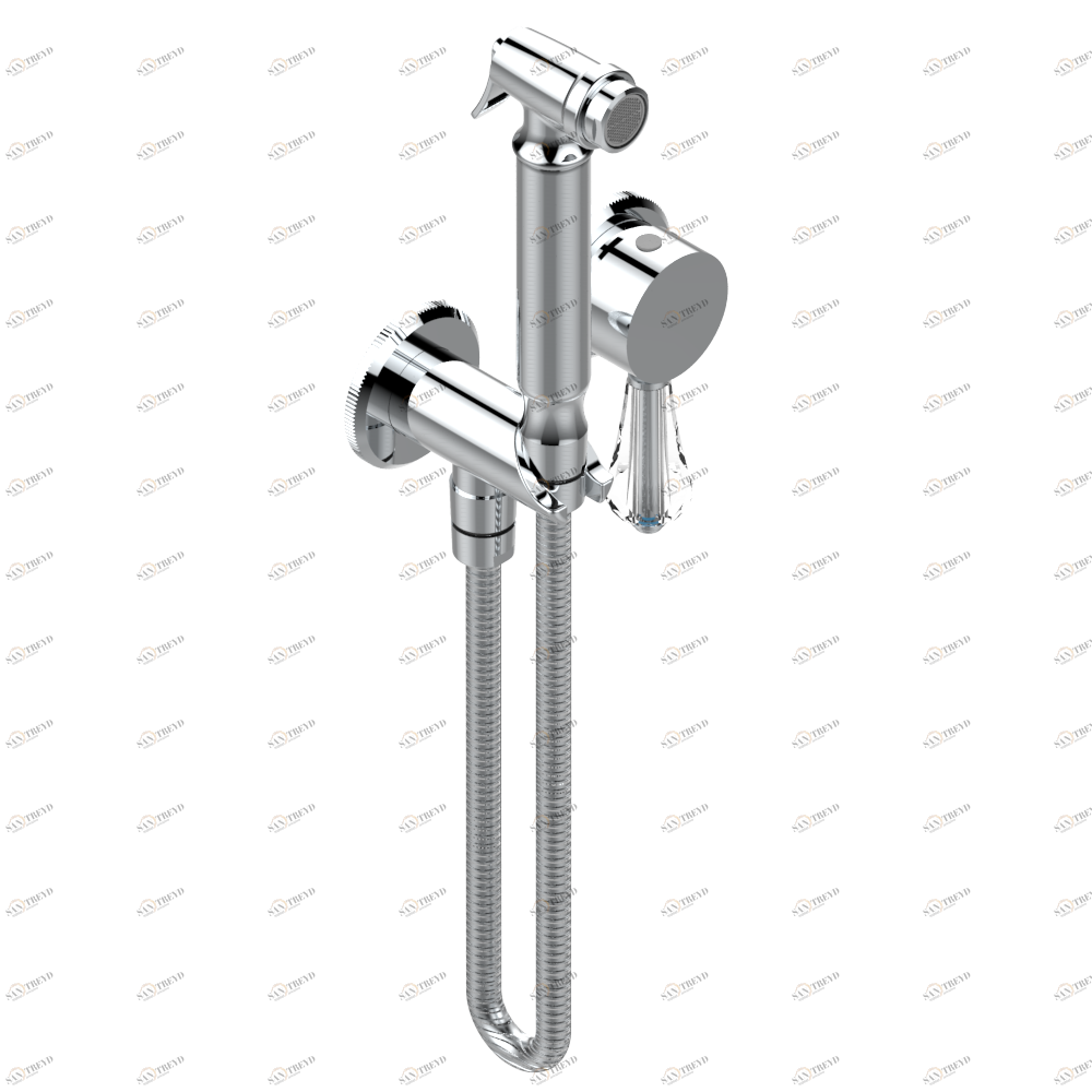 A59-5840/MBG Комплект для душа, включающий смеситель, армированный шланг 1 м 25 см, ручной душ с курковым распылителем, выход из стены и предохранительный запорный клапан Thg-paris Tradition cristal Хром A59 5840/MBG A02 CAT.A