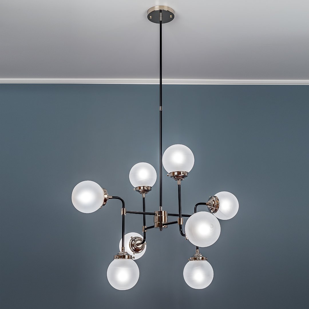 Люстра подвесная со стеклянными плафонами черно-белая Frezia Light 116022 FREZIA LIGHT ДИЗАЙНЕРСКИЕ 00-3953606 Черно-белый  - Вид №1