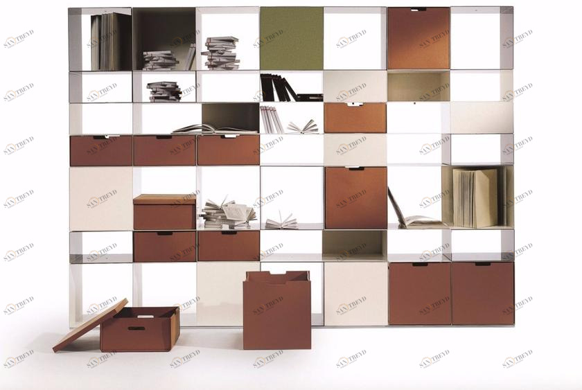 Flexform Модульный металлический книжный шкаф с кожаными ящиками Infinity sun-id-1402703