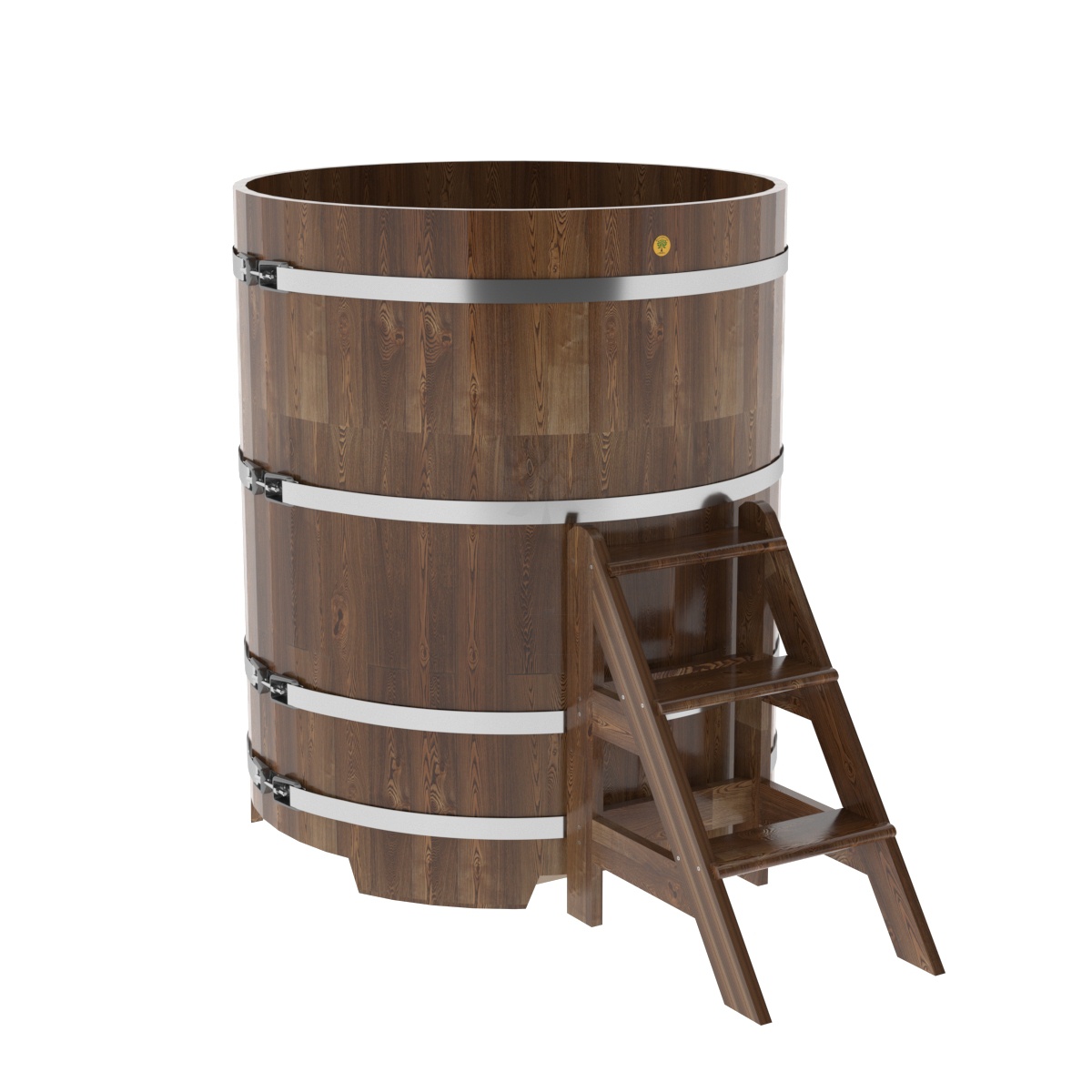 1508 Купель круглая из сращенных ламелей лиственницы d=1,17х1,4 морёная Alyarus 