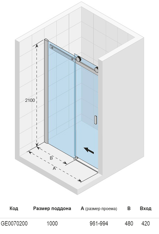 GE0070200 Душевая дверь Riho Baltic Santreyd - Вид №3