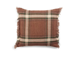 Льняная квадратная подушка в клетку