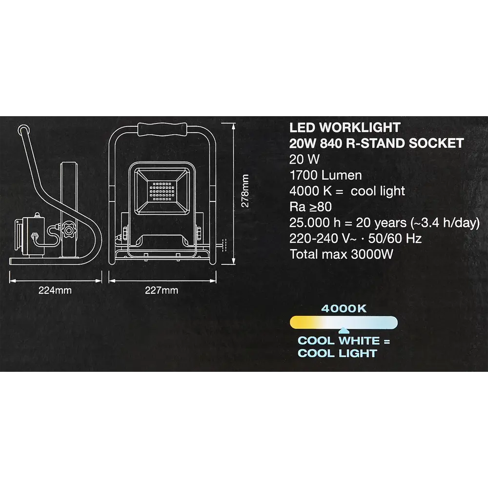 Прожектор светодиодный уличный Ledvance Work Light 20 Вт 4000K IP44 переносной, нейтральный белый свет 82833079 STLM-2182769  - Вид №6