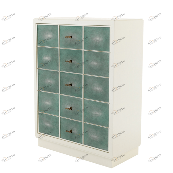 Комод в прихожую высокий с 5 ящиками слоновая кость с зелеными фасадами Brunel от Eicholtz EICHHOLTZ ДИЗАЙНЕРСКИЕ, EICHOLTZ 060903 Белый;зеленый 