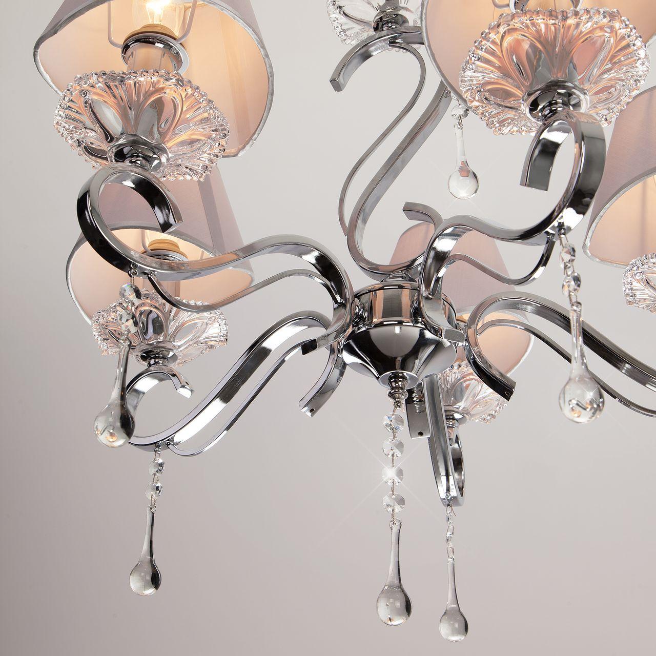Подвесная люстра Eurosvet Kelly 10085/5 хром/прозрачный хрусталь Strotskis EUROSVET KELLY 187476 Серебро - Вид №2