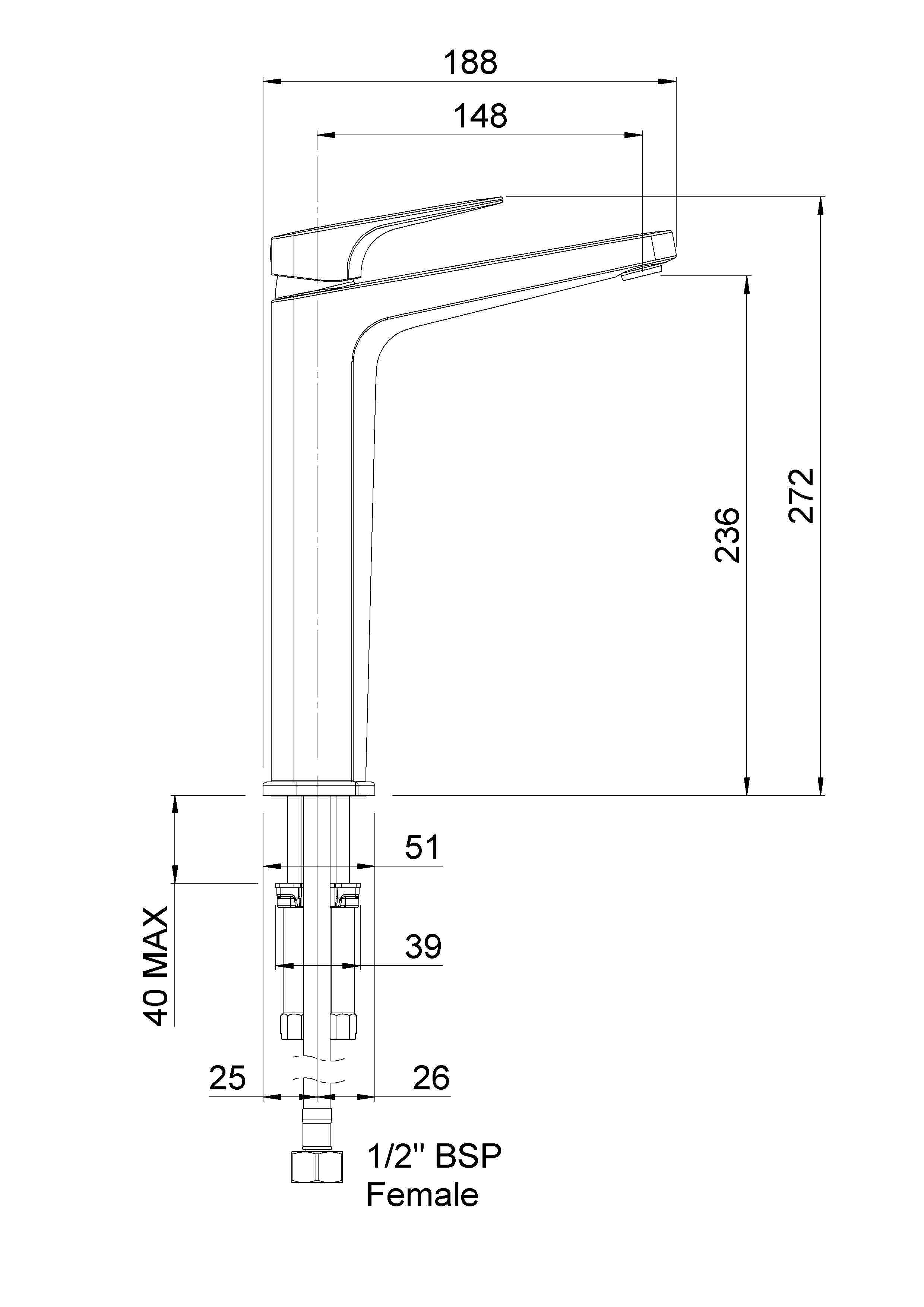 WABHRBK Смеситель для раковины Waipori Hi Rise Methven Черный  - Вид №1