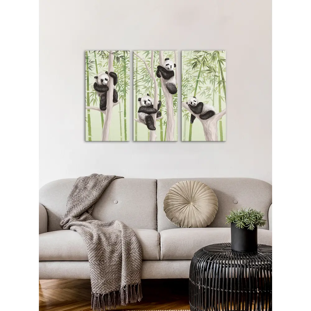 Картина на МДФ Панды 30x60 см 3 шт 85336849 STLM-2121475 POSTERMARKET  - Вид №4