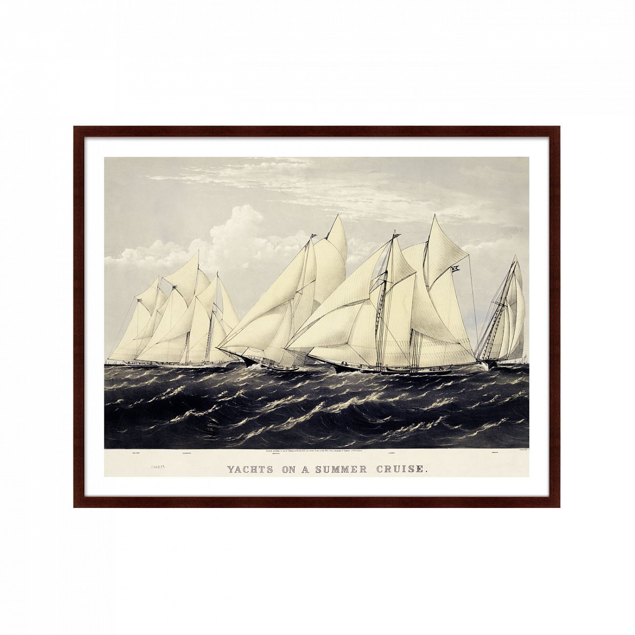 Картина в раме 130х102 см Yachts on a summer cruise, 1871г. КАРТИНЫ В КВАРТИРУ  264202 Бежевый;синий;разноцветный  - Вид №1