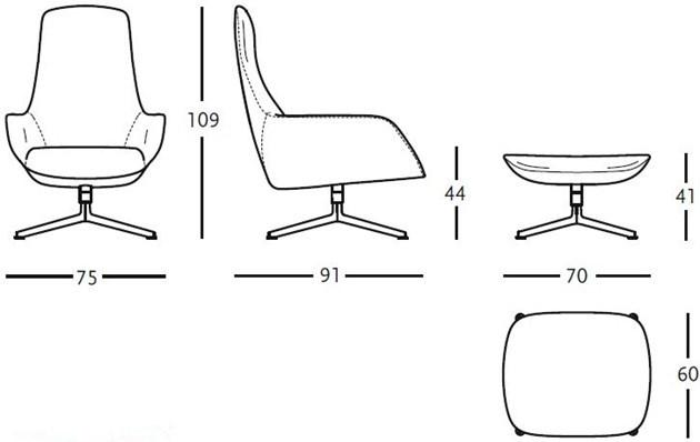 Zanotta Кресло поворотное со съемным чехлом с подставкой для ног sun-id-1353813 - Вид №2