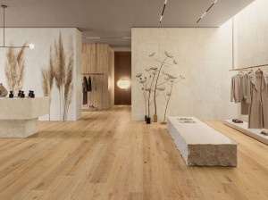 Напольное покрытие из керамогранита в помещении и на открытом воздухе с эффектом дерева