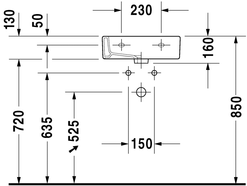 0704450041 Подвесная раковина настенная овальная Duravit Vero - Вид №2