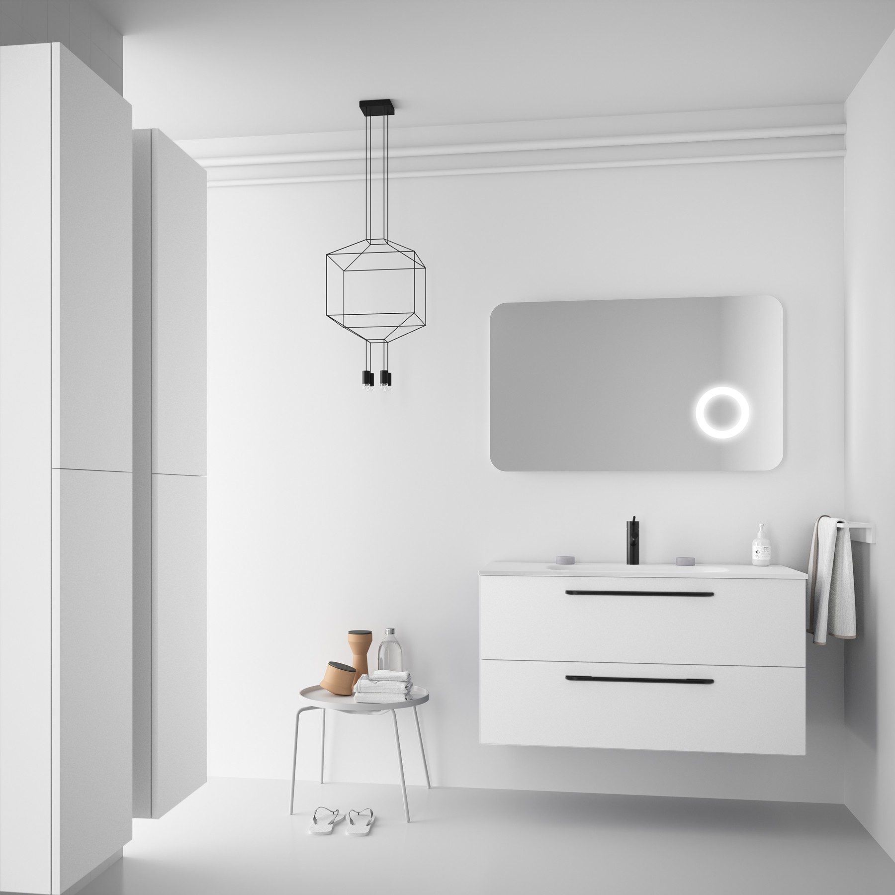 81701 SALGAR Мебель для умывальника FUSSION CHROME 1000 2 ящика WHITE COTTON 997 x 540 x 450 мм Белый хлопок