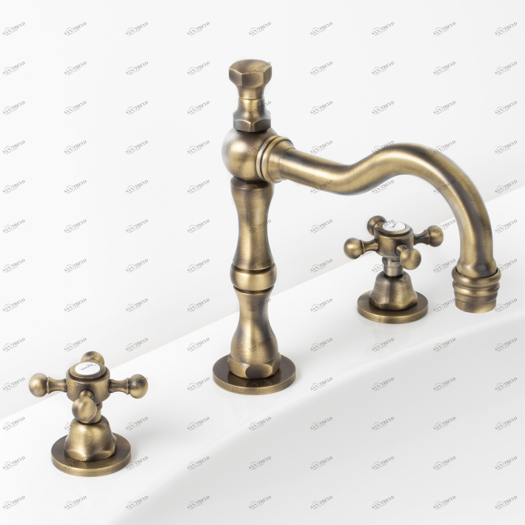 C14-1301 C14-1301 Смеситель для раковины на 3 отверстия VOLGA Cristal & Bronze VOLGA