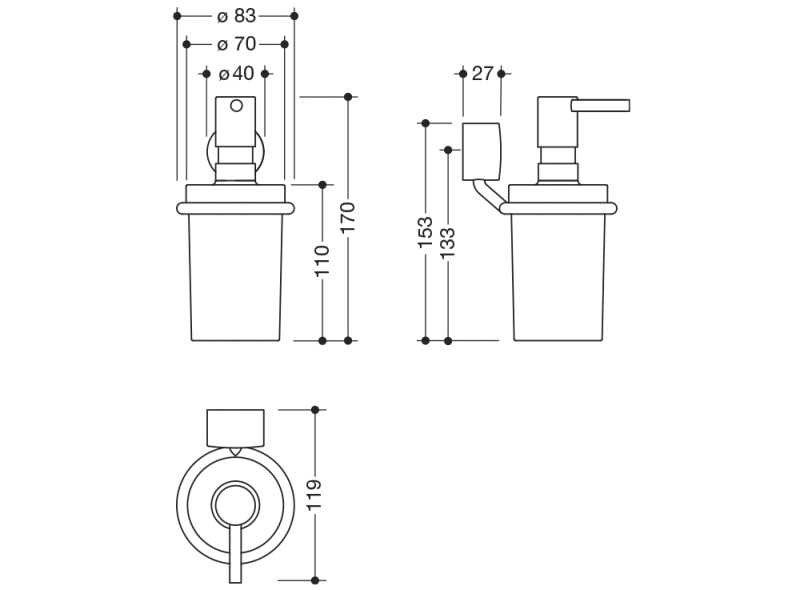 815.06.11265 Мыло или с держателем HEWI Desinfektionsmittelspender  - Вид №1