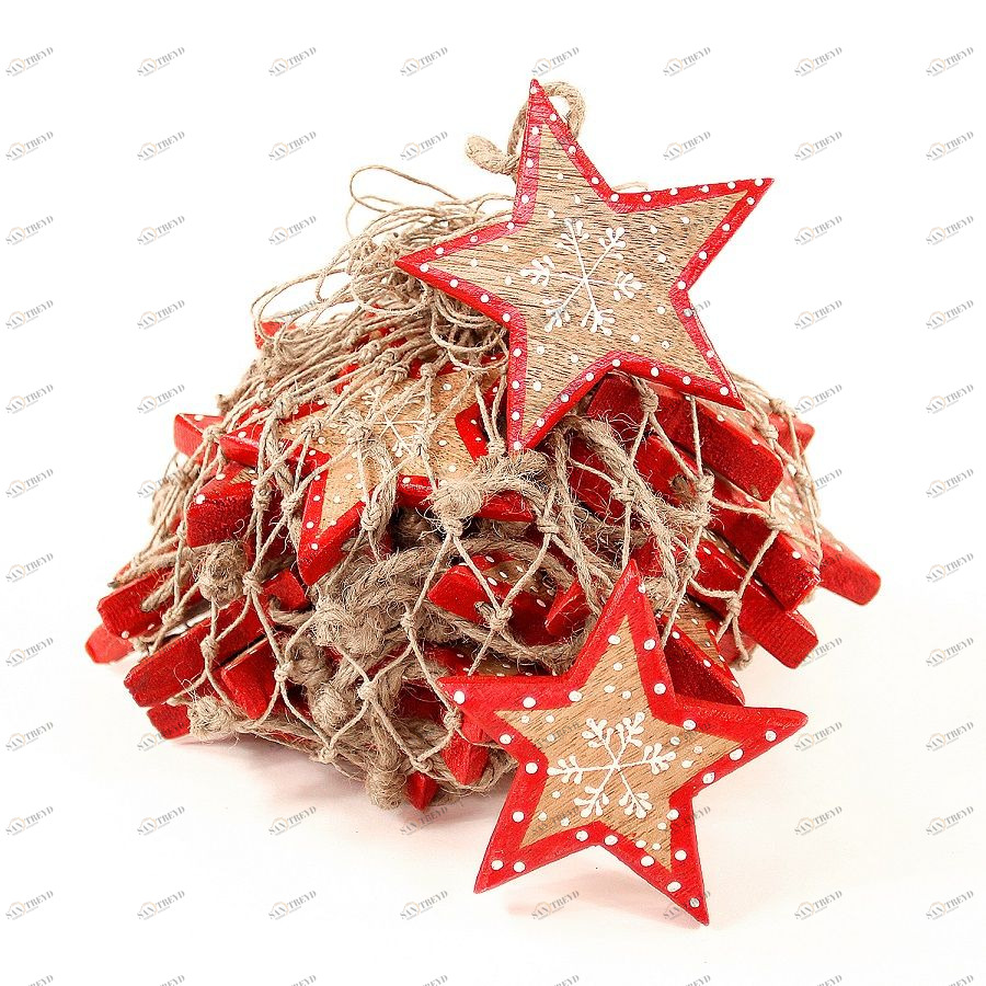 Украшения подвесные Christmas Stars, деревянные, в сетке, 30 шт Enjoyme ENNY0005