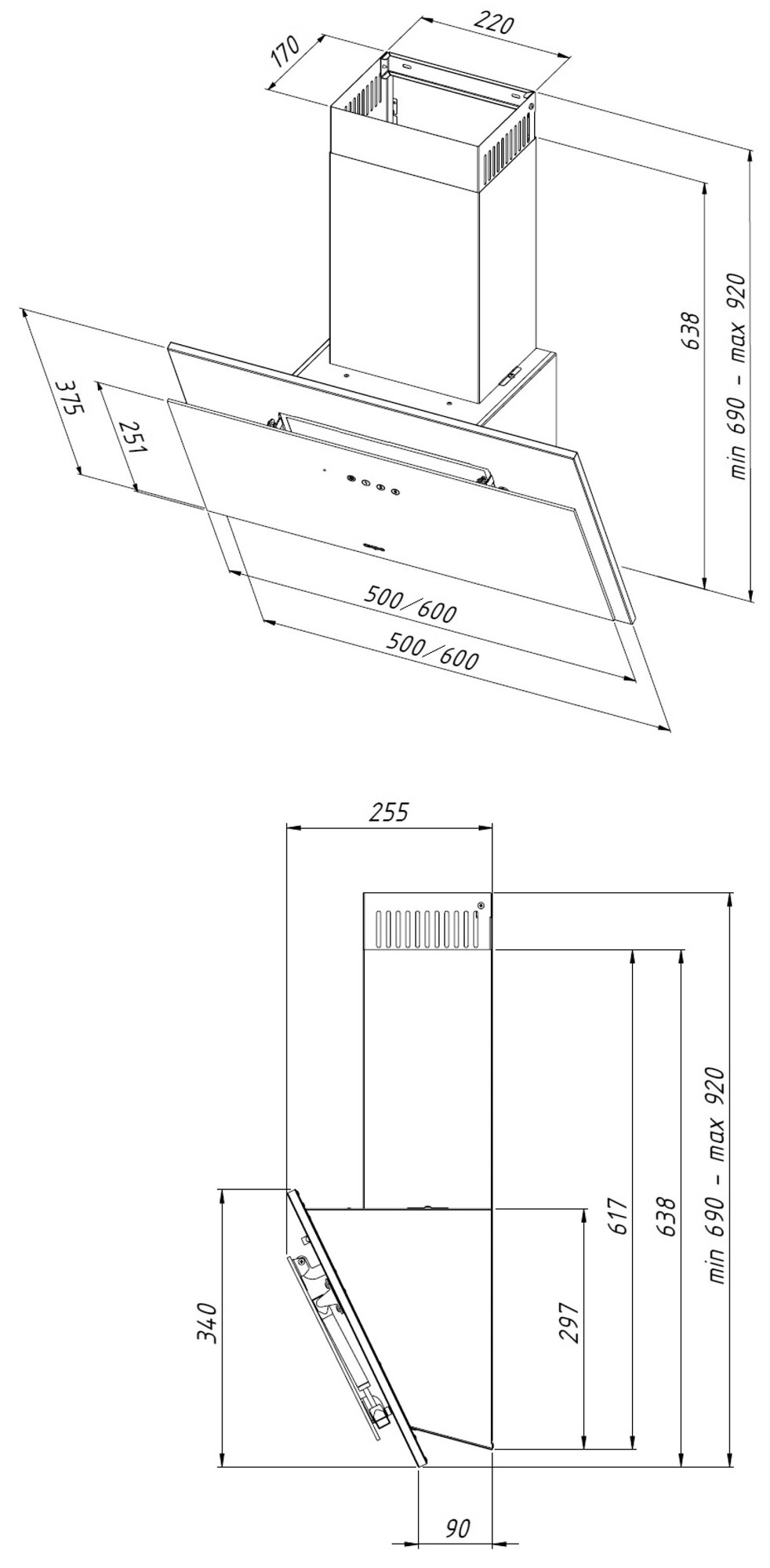 9951211 Вытяжка наклонная Akpo WK-11 Juno II серый/серый STDN-0144993 - Вид №12