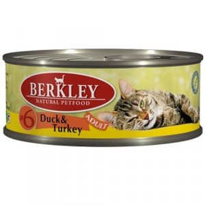 Т0055410 Корм для кошек №6 утка, индейка конс. 100г Berkley