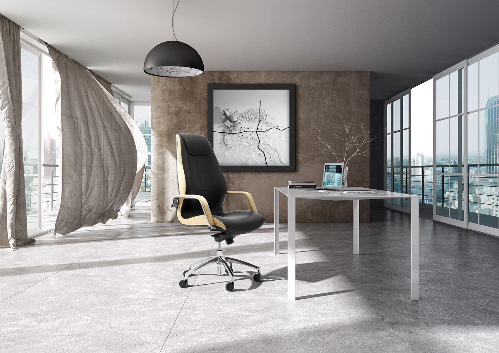 Кожаное вращающееся офисное кресло с подголовником Leyform Wave ARCH-00006785 - Вид №4