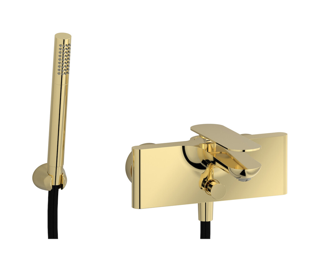 Настенный смеситель для ванной в комплекте с душевым гарнитуром WE ARE IB k2250ii Pale Gold K2
