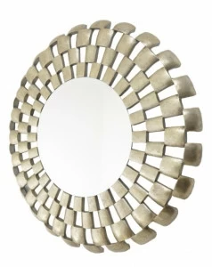 Зеркало большое круглое золотое в геометрической раме Denia PUSHA ДИЗАЙНЕРСКИЕ 062632 Серебро