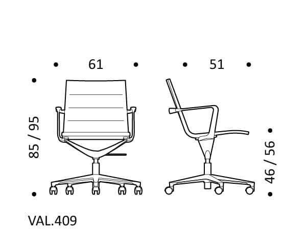 Кожаный поворотный офисный стул с 5 спицами ICF Valea ARCH-00007110 - Вид №7