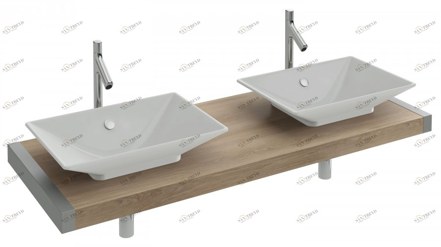 EB54-XXXX-E10 Столешница на заказ от 1400 до 1500 мм с 2 отверстиями для раковин rêve е4819 Jacobdelafon PARALLEL Santreyd