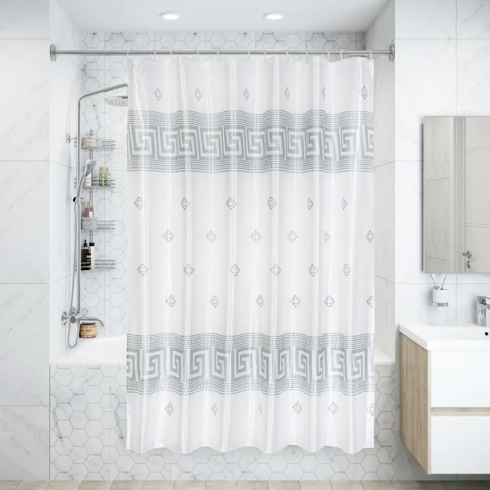 Штора для ванной комнаты 180х180 см цвет белый 17942547 STLM-2014079 Santreyd silk