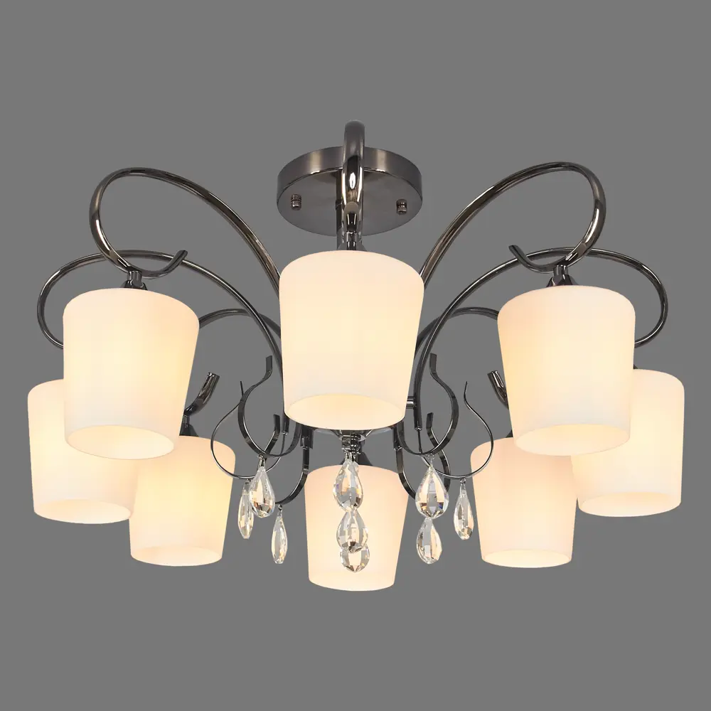 Люстра Блеск 8xE27x60 Вт металл/стекло цвет никель/белый MW-Light STLM-2100436 - Вид №1