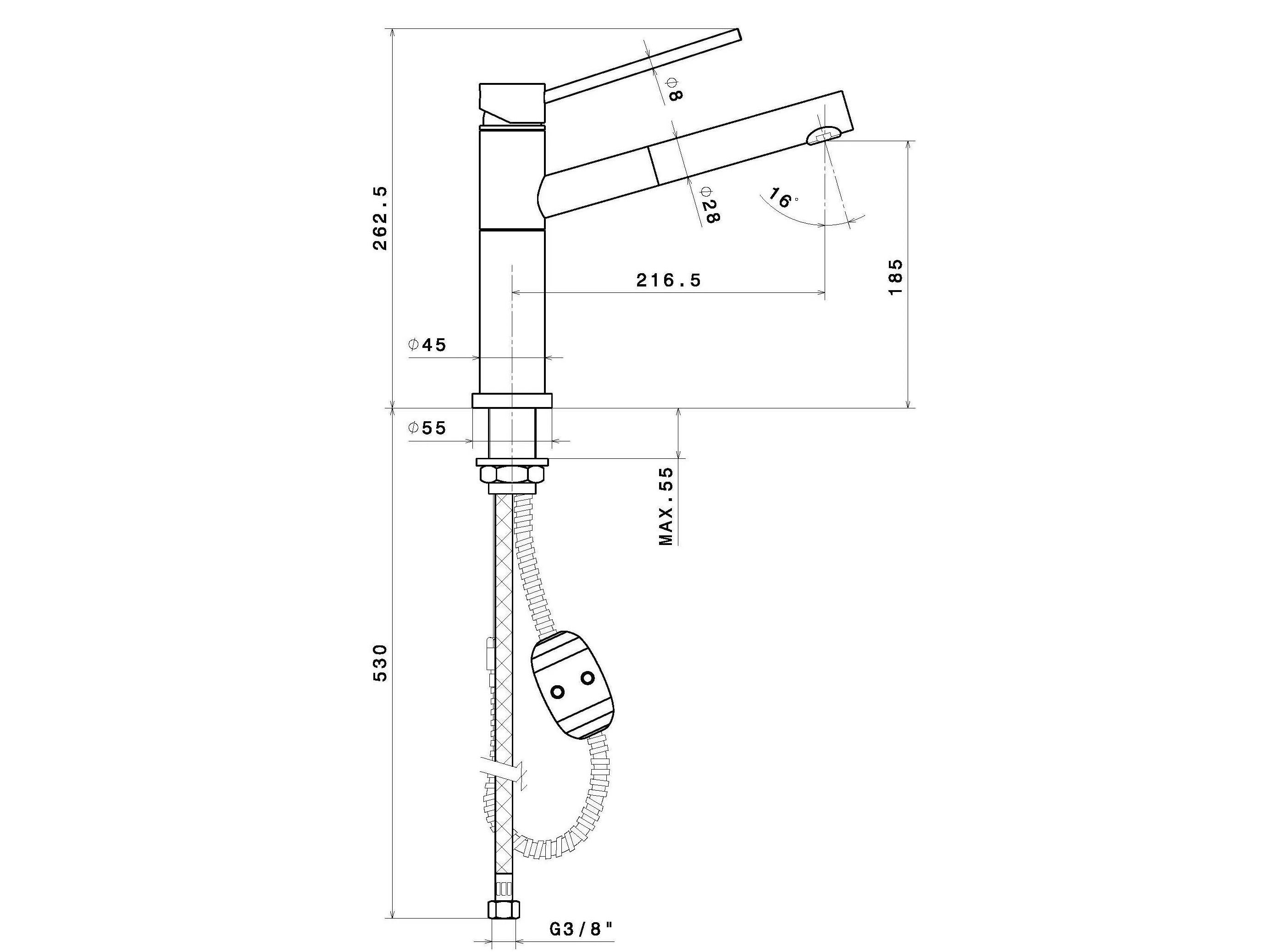 Смеситель для кухни с поворотным изливом и выдвижным ручным душем Newform X-TREND KITCHEN ARCH-00149749 - Вид №3
