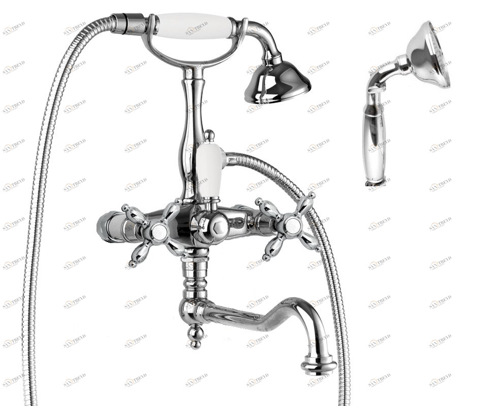 Смеситель для ванны с поворотным изливом с ручным душем, шлангом 150 см CEZARES NOSTALGIA-VDF-01-M