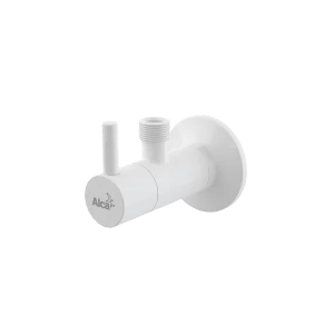 Угловой вентиль с фильтром 1/2"×3/8", круглый, белый