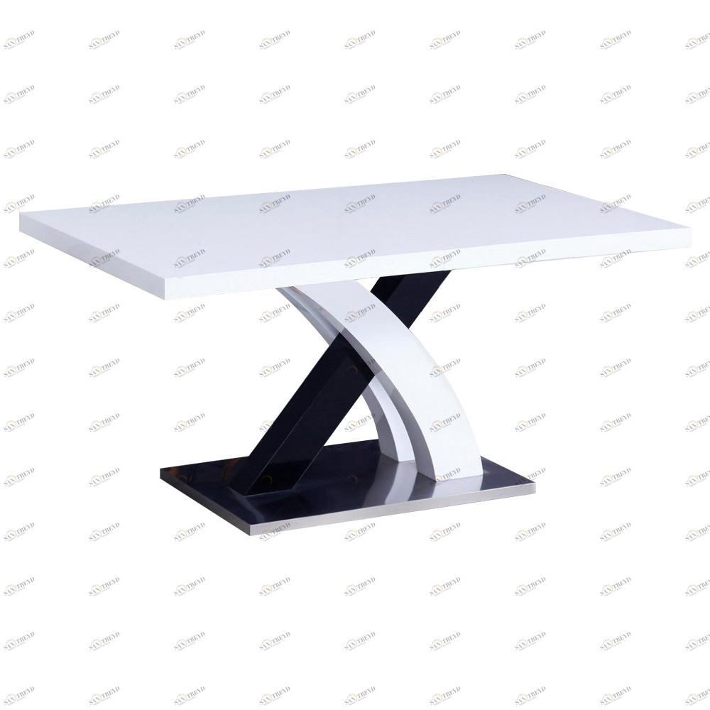 Обеденный стол белый с фигурной ножкой и подиумом 160-220 см Halcyon ESF FASHION 044025 Белый;черный