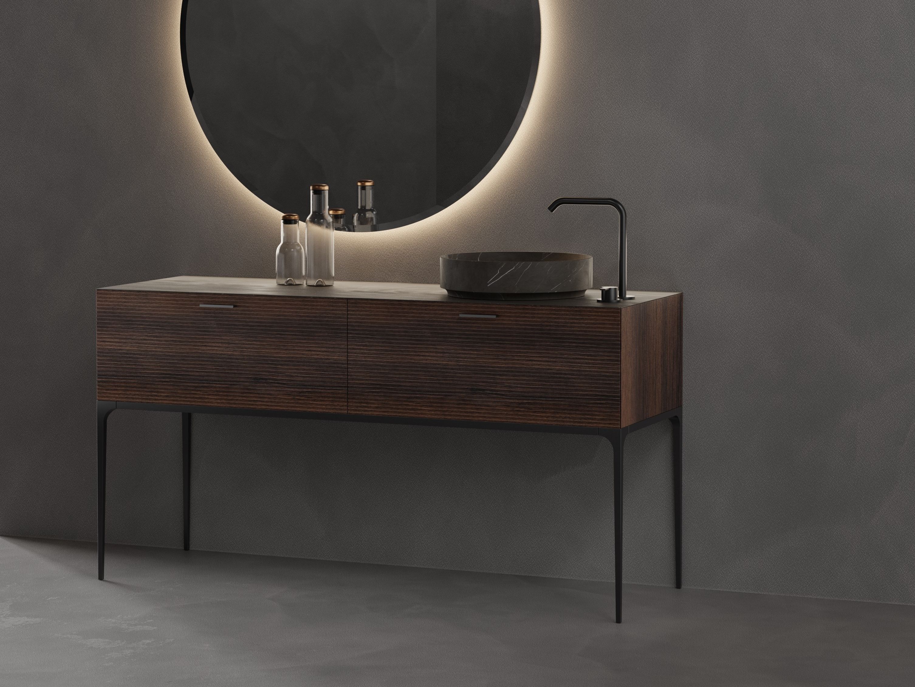 Деревянный одиночный напольный умывальник с ящиками Inbani решетки ARCH-00051614 - Вид №5