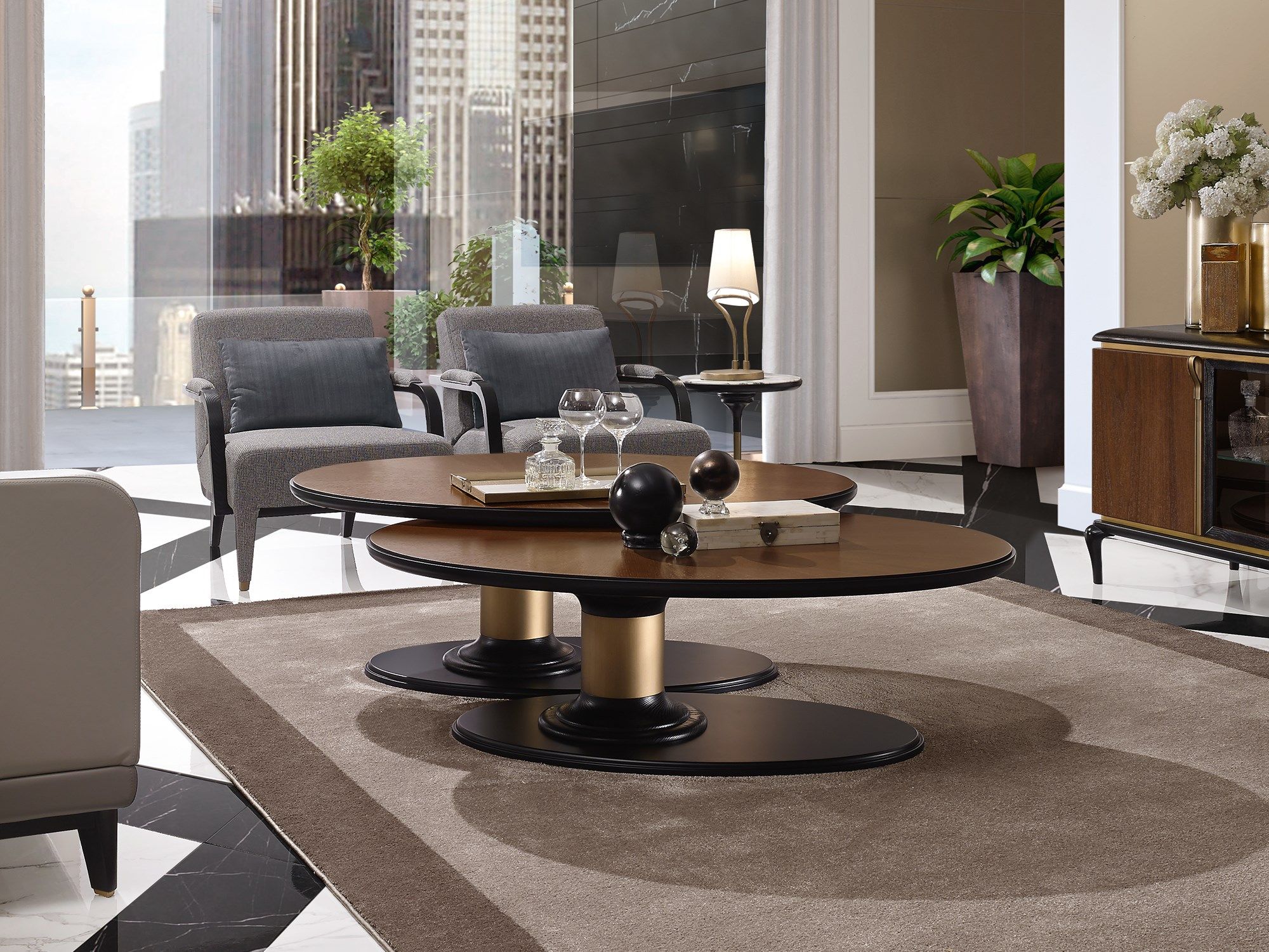 Деревянный овальный журнальный столик A.R. Arredamenti Dilan ARCH-00069435 - Вид №3