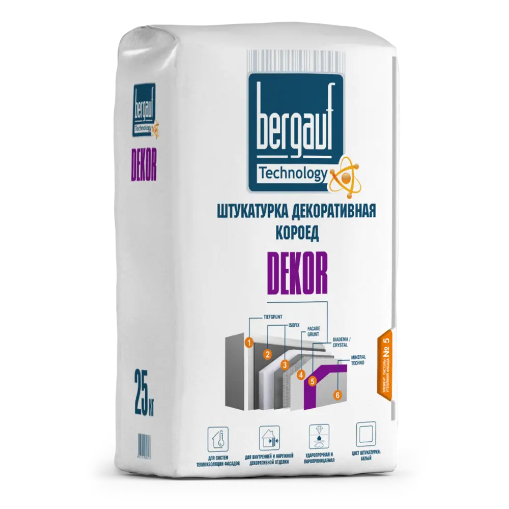 Декоративная штукатурка BERGAUF Dekor «Короед» для фасадов и интерьеров 12984887 STLM-0002634 - Вид №1