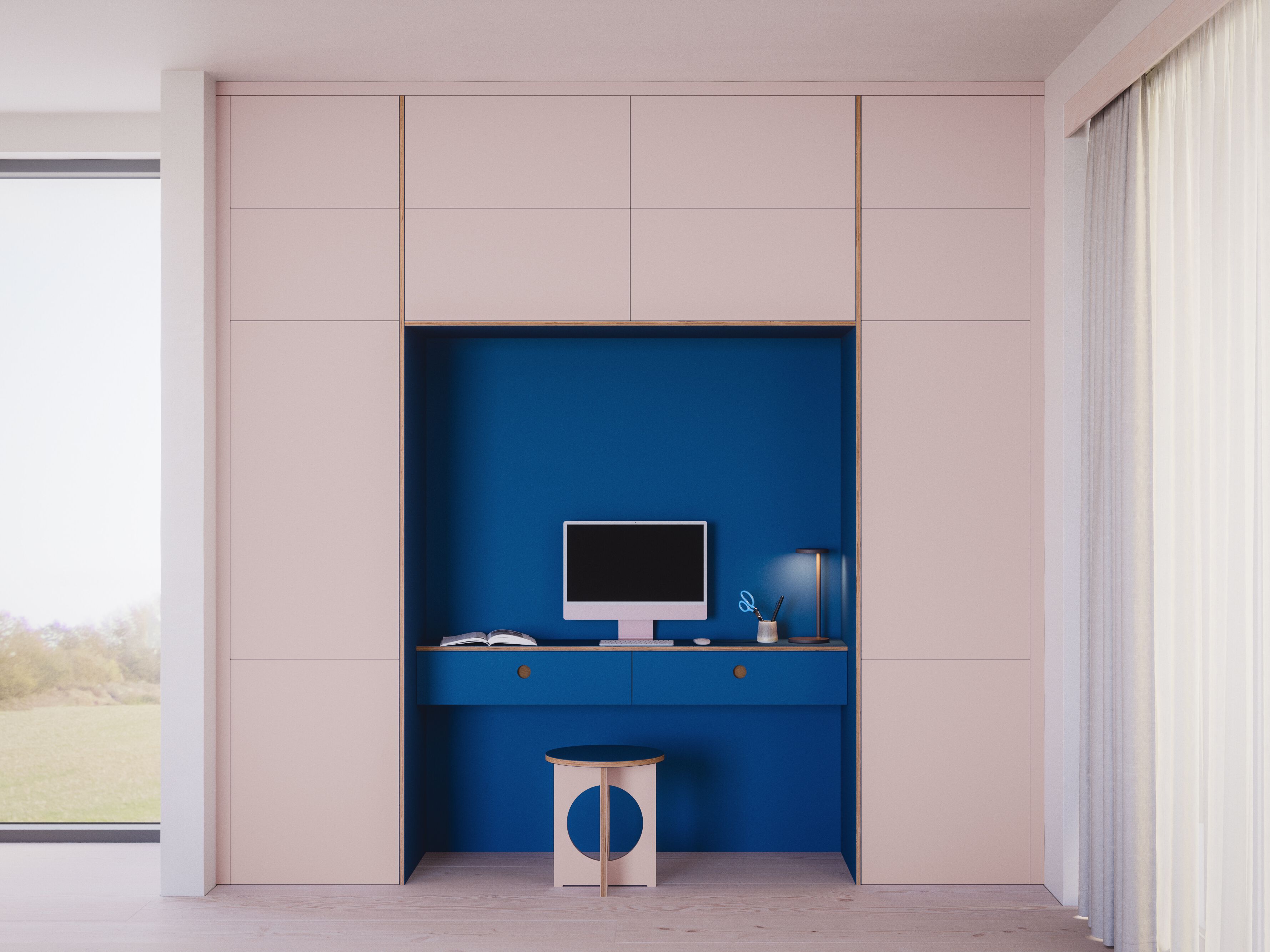 Линолеум настенный секционный шкаф с письменным столом Neuvermoebelt SMART LINE FURNITURE ARCH-00125840 - Вид №1